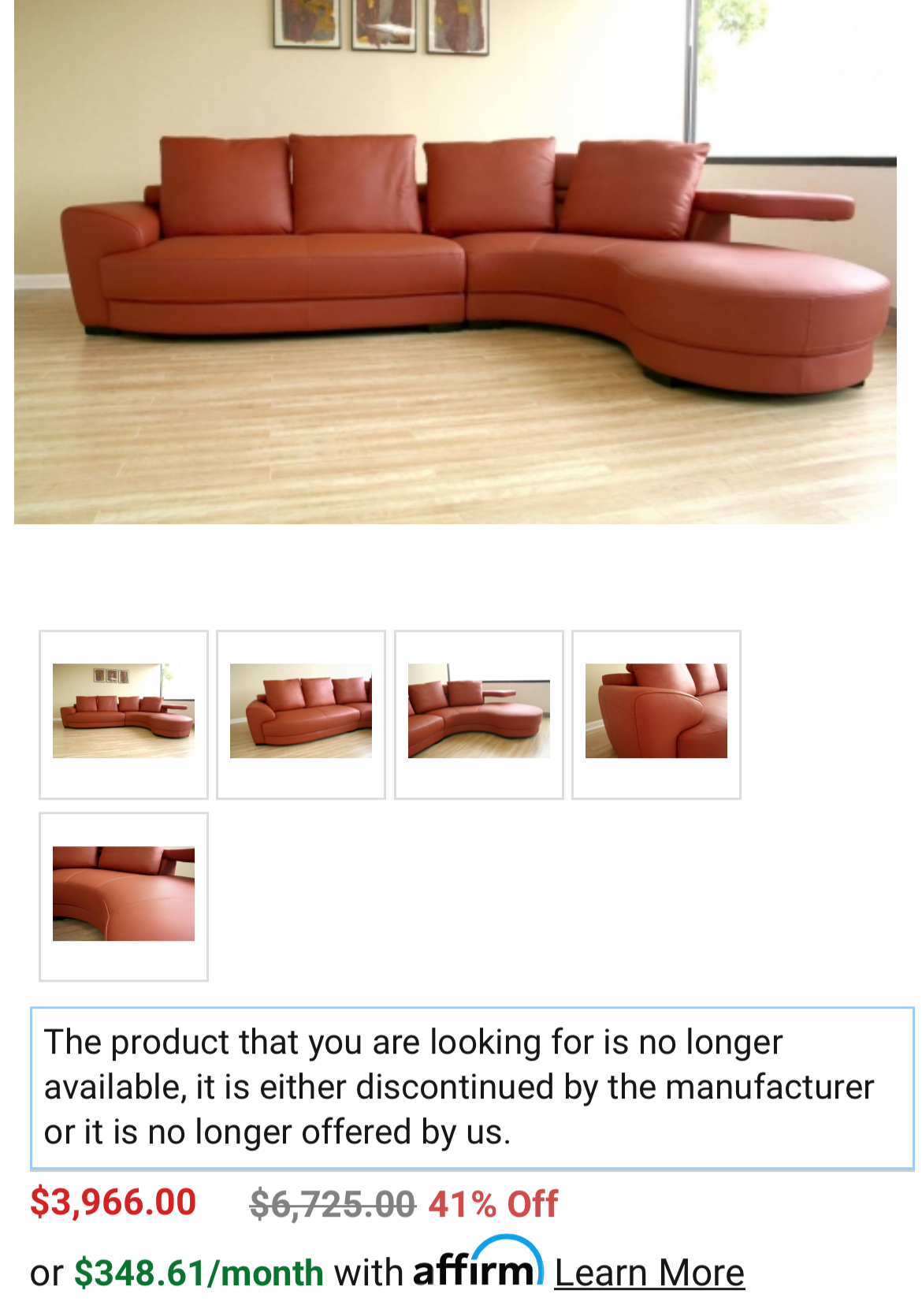 Inspiration Leather Curved Sectional sofa